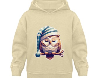 Sweat à capuche bébé bio avec motif hibou | Coton doux Stanley/Stella | Sweat à capuche pour bébé durable et doux, Low Poly Owl - Sweat à capuche biologique pour bébé ST/ST