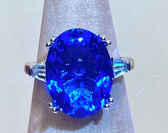 10.0ct Oval Blue Ring made of CZ 5A Highest Quality Cubic Zirconia For Engagement, Wedding, Birthday, Anniversary or any occasions