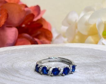 0.25ct Blue Round Cut Band Ring Made of Highest Quality Synthetic Corundum For Engagement, Wedding, Birthday, or Any Occasion