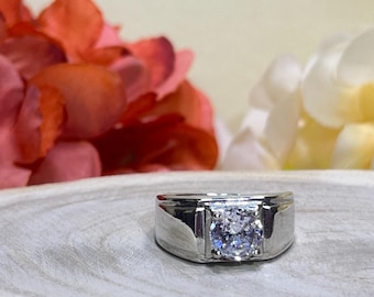 1.0ct Round Cut Ring with Wider Band Made of CZ 5A Highest Quality Cubic Zirconia For Engagement,  Anniversary or any occasions