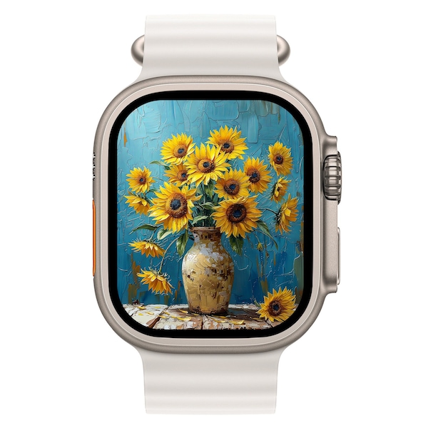 Sunflowers by Van Gogh style Apple Watch face, 5 digital file bundle of Sunflowers