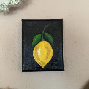Mini Lemon Art Original Painting | Kitchen Wall Art | Still Life Lemon Art