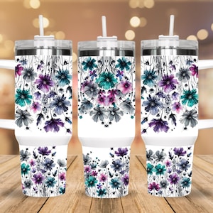 Flowers, 40oz Tumbler, Quencher, Quencher Tumbler, Mother&#39;s Day Gifts, Flowers Tumbler,  Gifts for Mom, Gifts for Friends