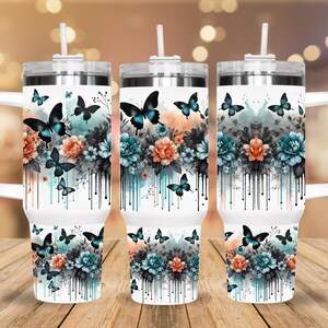 Flowers, 40oz Tumbler, Quencher, Quencher Tumbler, Tumbler Cup, Butterfly Tumbler, Flowers Tumbler, Birthday Gift, Gifts for Friends