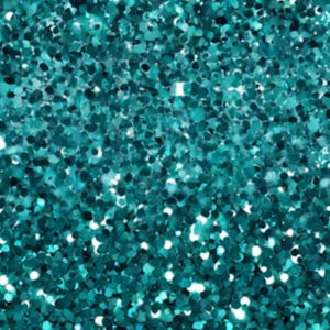 May include: A close-up of a teal glitter background. The glitter is small and densely packed, creating a shimmering effect.