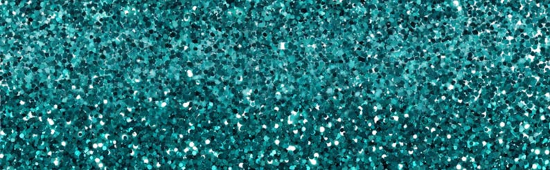 May include: A close-up of a teal glitter background. The glitter is small and densely packed, creating a shimmering effect.