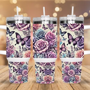 Flowers, 40oz Tumbler, Quencher, Quencher Tumbler, Mother&#39;s Day Gifts, Roses Tumbler, Flowers Tumbler,  Gifts for Mom, Gifts for Friends