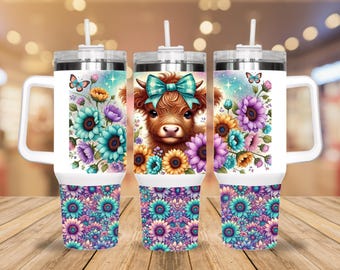 40oz Tumbler, Quencher, Quencher Tumbler, Mother's Day Gift, Highland Cows, Highland Cow Tumbler, Gifts for Mom, Gifts for Friends