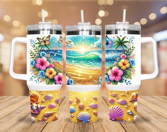 40oz Tumbler, Quencher, Quencher Tumbler, Travel Mugs, Travel Cup, Vacation Cups, Vacation Tumbler, Beach Tumbler, 40 oz Tumbler, Handmade