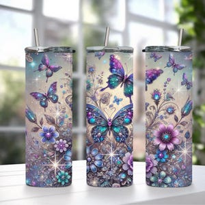 Butterfly, Glitter, Tumbler, 20 oz Tumbler, Tumblers, Butterfly Tumbler, Handmade, Sublimation, Glitter Tumbler, Coffee, Coffee Tumbler