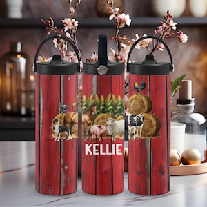 Bauernhof Wasserflasche, Wasserflasche, Wasserflaschen, 20 Unzen, Brauch, Benutzerdefinierte Wasserflasche, Benutzerdefinierte Wasserflaschen, Geburtstagsgeschenk, personalisierte Geschenke