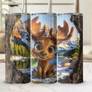 3D Moose Tumbler Wrap Sublimation Designs 20 oz Tumbler Wrap Tumbler Designs Digital Download Tumbler Wrap PNG Tumbler Wrap Download