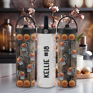 Wasserflasche, Benutzerdefiniert, benutzerdefinierte Wasserflasche, personalisierte Wasserflasche, 20 oz, Basketball, Sportwasserflasche, personalisierte Geschenke