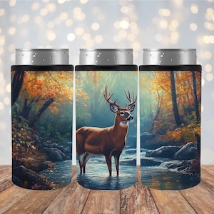 Dosenkühler, Edelstahl-Dosenkühler , 325 ml, Koozie, Deer Dosenkühler, Slim Dosenkühler, Herbst, Dosenkühlerhalter, Individuell, Personalisiert