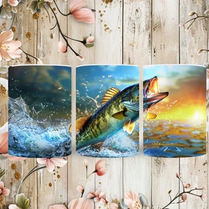 Fishing Coffee Mug Wrap Sublimation 15oz Coffee Mug 11oz Coffee Mug