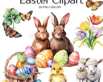 Easter Clipart, Bunny Clipart, Easter Egg, Happy Easter PNG, Easter Bunny, Bunny PNG, Easter Bunny Basket, Easter Party, Easter Chicks, Rose