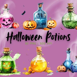 Halloween Potion Clipart, Witch Potions, Witch Clipart, Potion Clipart, Digital Download, PNG, 300 DPI, Halloween Clipart, Transparant