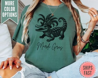 Comfort Colors® Mardi Gras Shirt, Mardi Gras Alligator Shirt, New Orleans Mardi Gras Parade Shirt, Mardi Gras Louisiana Carnival Party Shirt