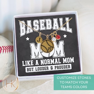 Personalized Baseball Mom Necklace, Custom Game Day Baseball Name Necklace gift for Baseball mom, proud baseball mom mothers day gift