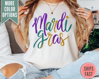 Comfort Colors® Mardi Gras Shirt, Mardi Gras T-Shirt, Women New Orleans Mardi Gras Parade Shirt, Mardi Gras Louisiana Carnival Party Shirt