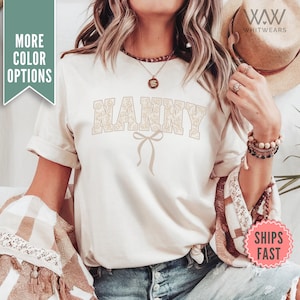 Camisa de laço de renda Nanny, camiseta Coquette Nanny Comfort Colors® para babá, camiseta presente de dia das mães da filha, camisa presente Coquette Nanny