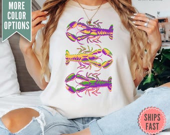 Comfort Colors® Mardi Gras Shirt, Mardi Gras Crawfish Shirt, New Orleans Mardi Gras Parade Shirt, Mardi Gras Louisiana Carnival Party Shirt