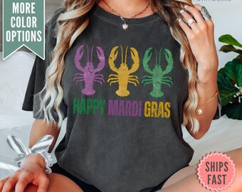 Comfort Colors® Mardi Gras Shirt, Mardi Gras Crawfish Shirt, New Orleans Mardi Gras Parade Shirt, Mardi Gras Louisiana Carnival Party Shirt