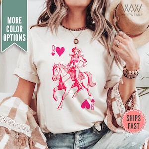 Queen of Hearts Cowgirl Comfort Colors® T-Shirt, Königin der Herzen Spielkarte TShirt, Cowgirls Western T-Shirt, Spielkarte Shirt, Cowgirl Geschenk