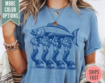 Mermaid Fish Shirt, Mermaid Comfort Colors® TShirt, Trendy Beach Shirt, Summer Tee, Vacation Shirt, coastal aesthetic, La Dolce Vita TShirt