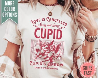 Funny Cupid Tee, Anti Valentines Shirt, Anti Love Shirt, Galentines Day Shirt, Friends Valentine Gift, Funny Valentines Day Tee for Women