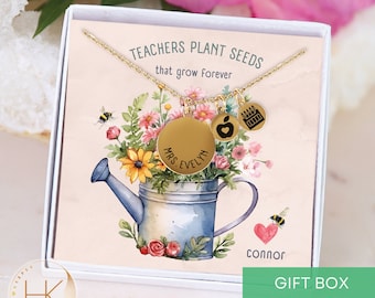 Custom Teacher Necklace, Personalized Teacher Appreciation Gift for Teacher Thank you Gifts from Student Thank you for Helping me Grow