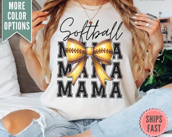 Softball Mama Spieltag Komfort Colors® Shirt, Softball Mama Bogen Shirt, Coquette Softball T-shirt, Softball Mama Shirt Spieltag Mama Shirt Geschenk