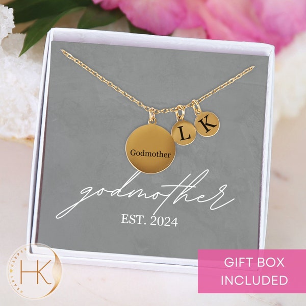 Custom Godmother Necklace Personalized with Kids' Initials Est. Date Godmother Jewelry Mother's Day Gift for Her Godmother Birthday Gift