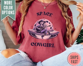 Comfort Colors® Space Cowgirl Shirt, Cosmic Cowgirl Tee, Space Cowgirl Tshirt, Western Cowgirl Retro Tee, Country Cowgirl Shirt Gift For Her