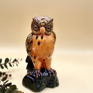 Vintage Ceramic Owl Figurine: 70s Boho MCM Decor
