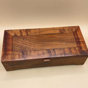 Handmade Hawaiian Koa Wood Jewelry Box: Hinged Valet Box with Tray