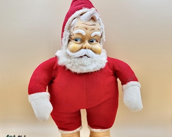 Rushton Santa Claus Plush Rubber Face Vintage Christmas Decor Xmas