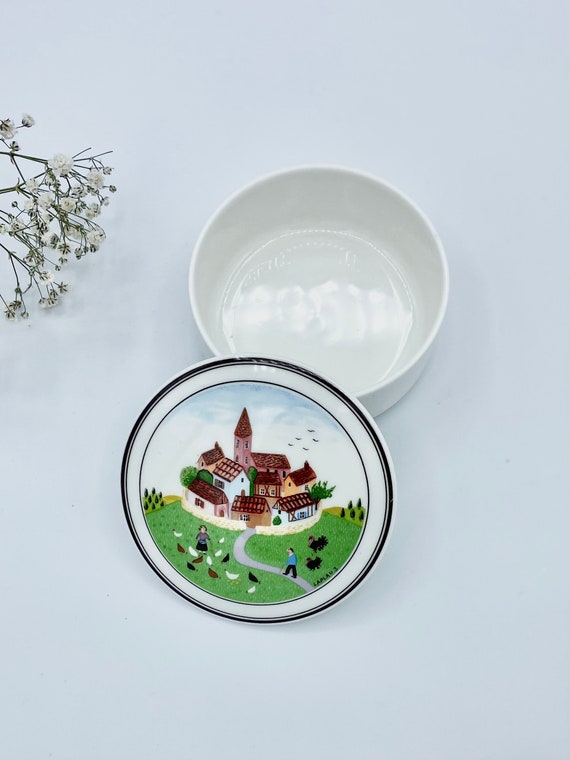 Villeroy & Boch Porcelain Trinket Dish: Laplau Design Naif Village Scene