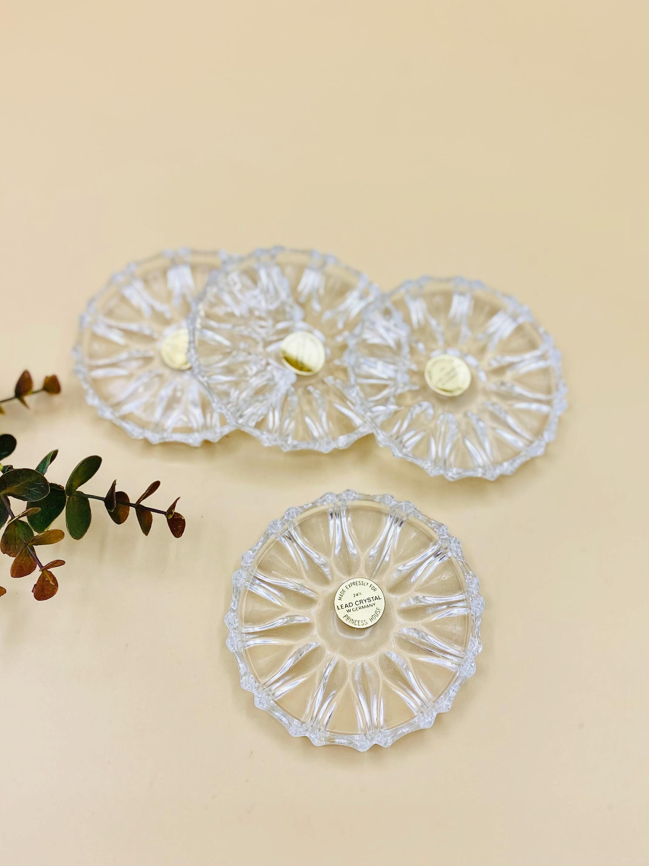 Vintage Princess House Crystal Coasters: Hollywood Regency Barware