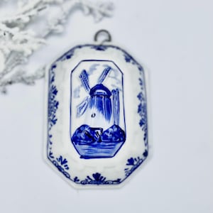 Vintage Delft Windmill Wall Hanging: Hand-Painted Ceramic Holland Decor