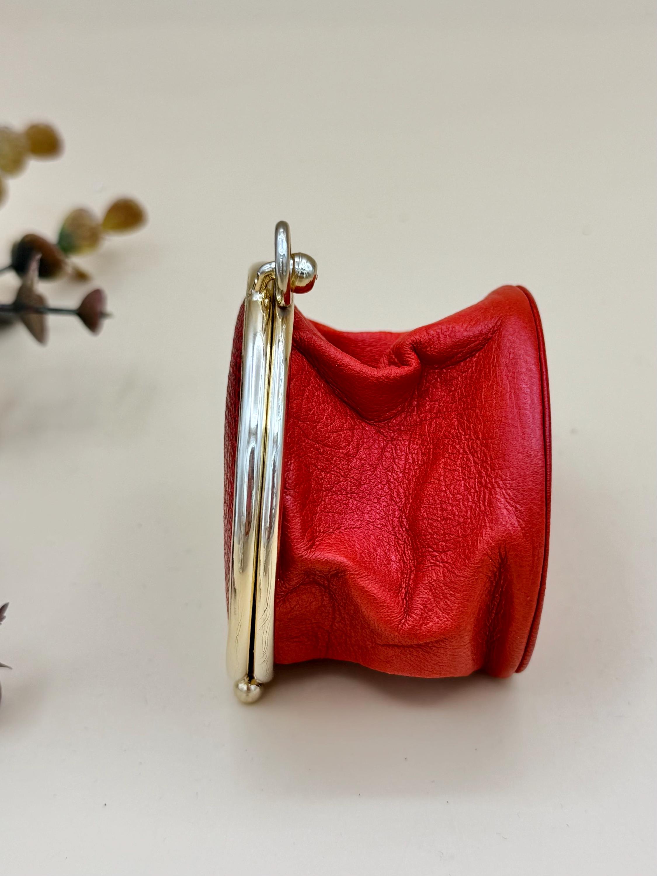 Vintage Neiman Marcus Red Coin Purse, Small Snake Leather Coin
