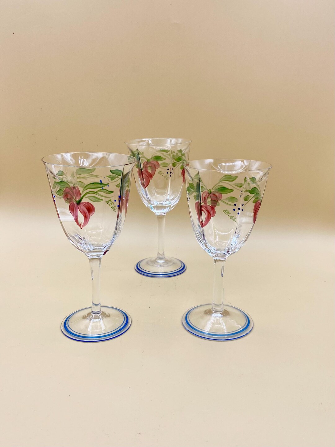 Orrefors Maja Wine Glasses - Eva Englund Hand-painted Stemware