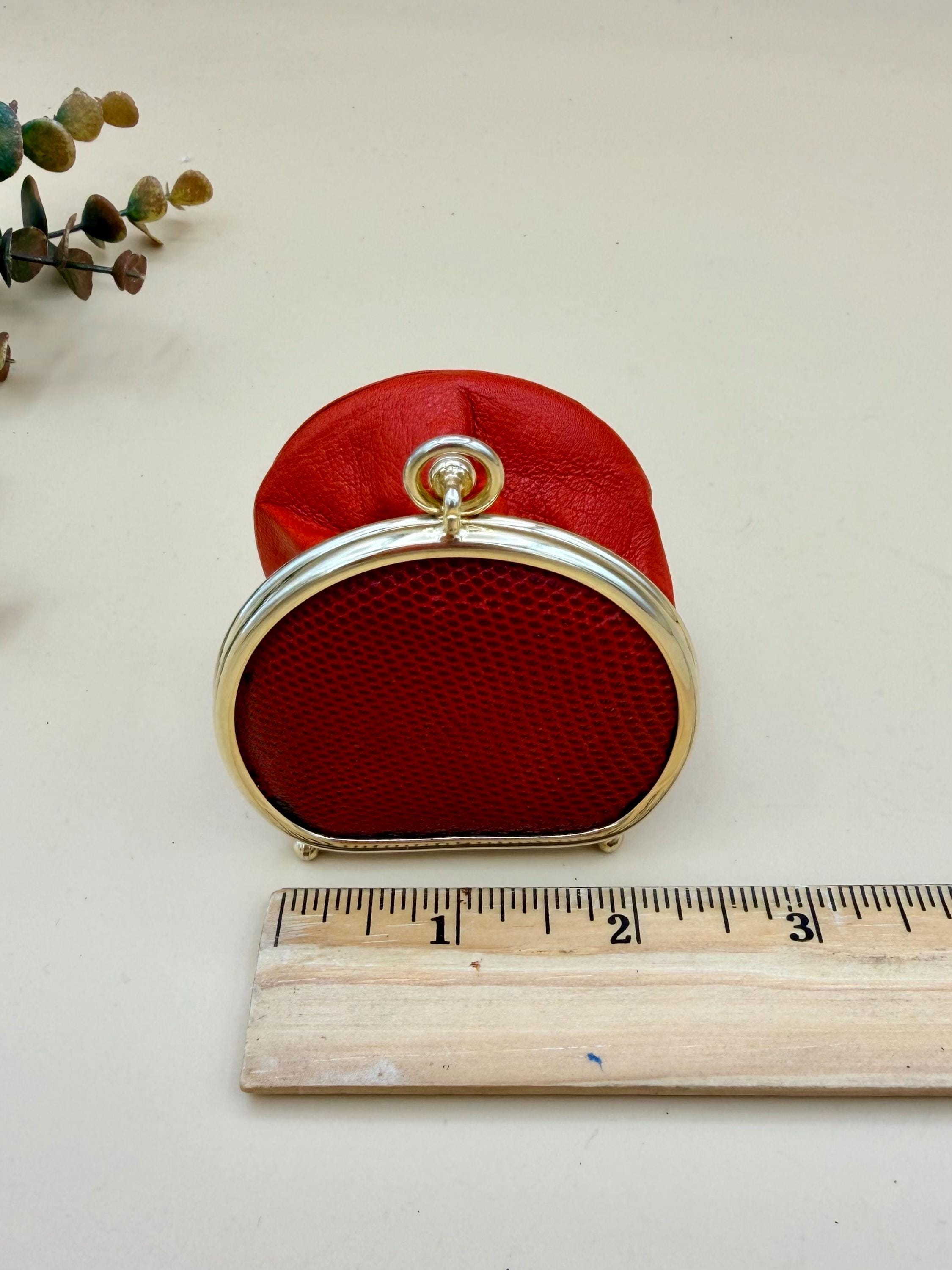 Vintage Neiman Marcus Red Coin Purse, Small Snake Leather Coin
