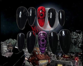 Sasuke theme press on nails
