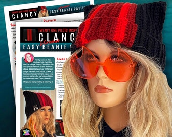 Modèle au crochet Clancy BEANIE, facile à utiliser pour les débutants, pour créer votre propre bonnet TØP Clancy - un modèle inspiré de Twenty One Pilots
