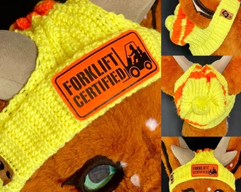 FORKLIFT CERTIFIED fursuit beanie Tradie yellow ~ original design handmade by Bean!ac