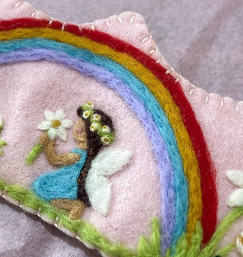 Rainbow Fairy Felt Crown - Handmade Needle Felted Steiner Waldorf Birthday Celebration image 2