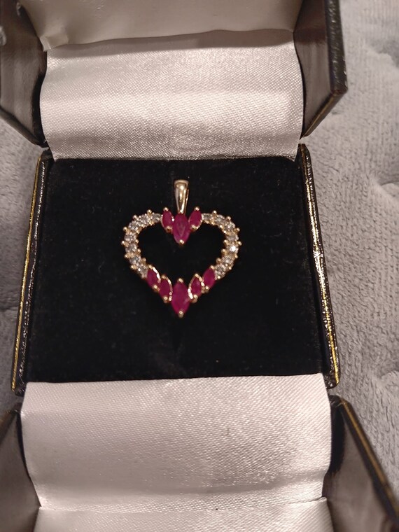 1.25 CTW Ruby & .10 CTW Diamond Heart Pendant 14K - image 5