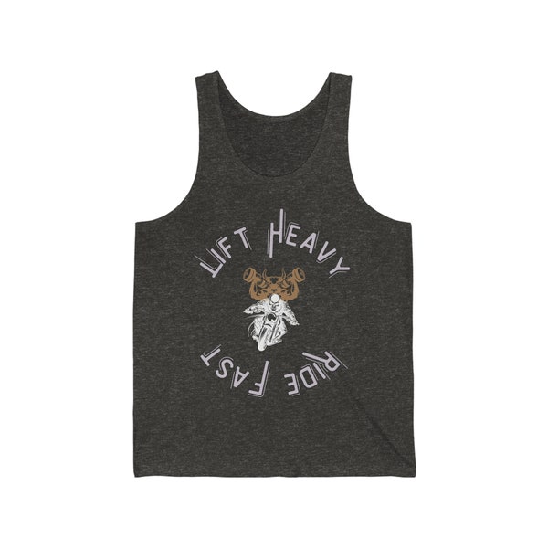 Lift Heavy Ride Fast Unisex Jersey Tank, Biker tank, Men muscle tank