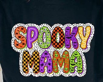 Spooky Mama - Kolorowy - Halloween - Projekt - PNG - Natychmiastowe pobranie